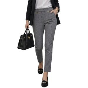 Rafaella Black White Ankle Pants 10 Comfort Stretch Office Career Minimalist